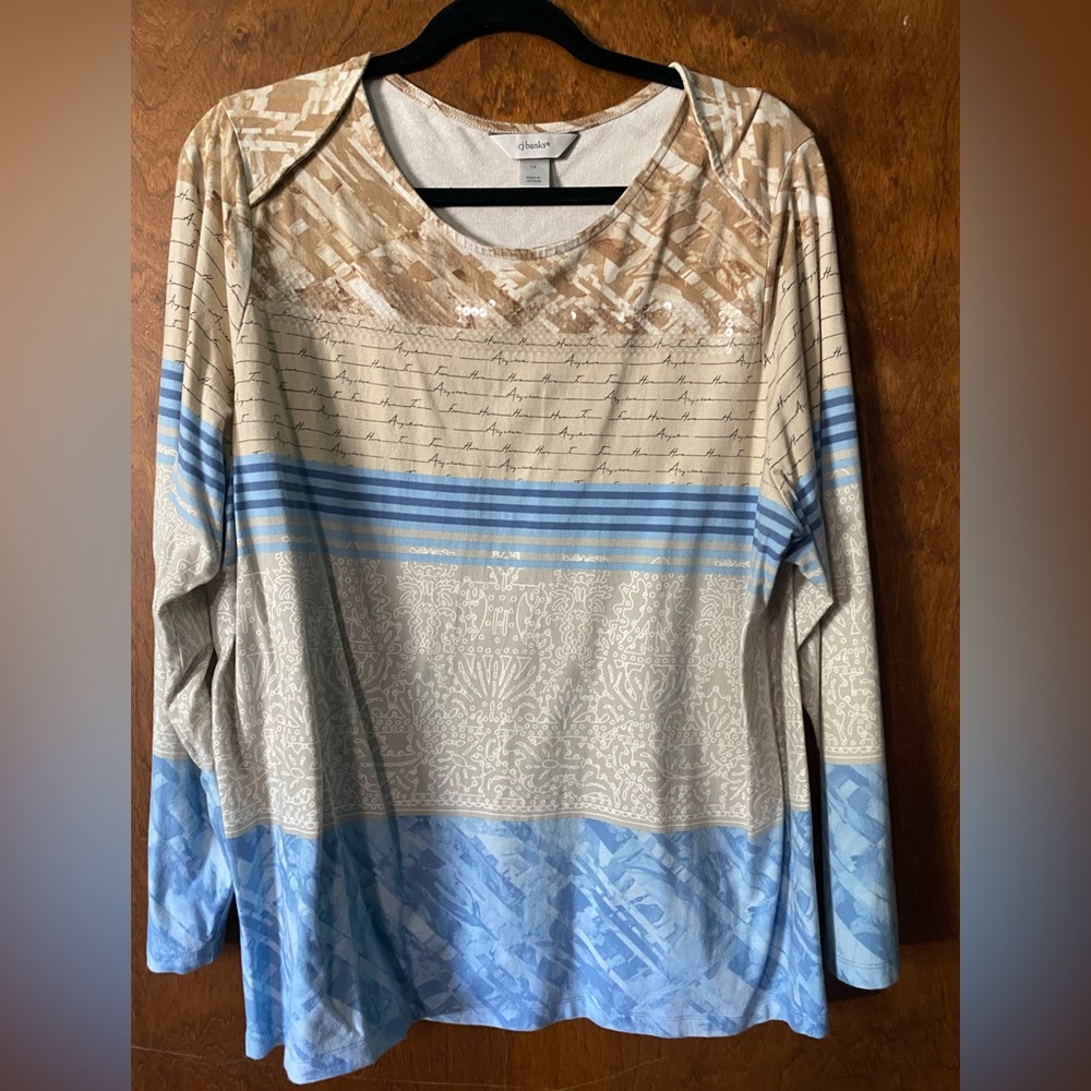 1xl Cj Banks Long Sleeve Dress Shirt With Sequins Along Top